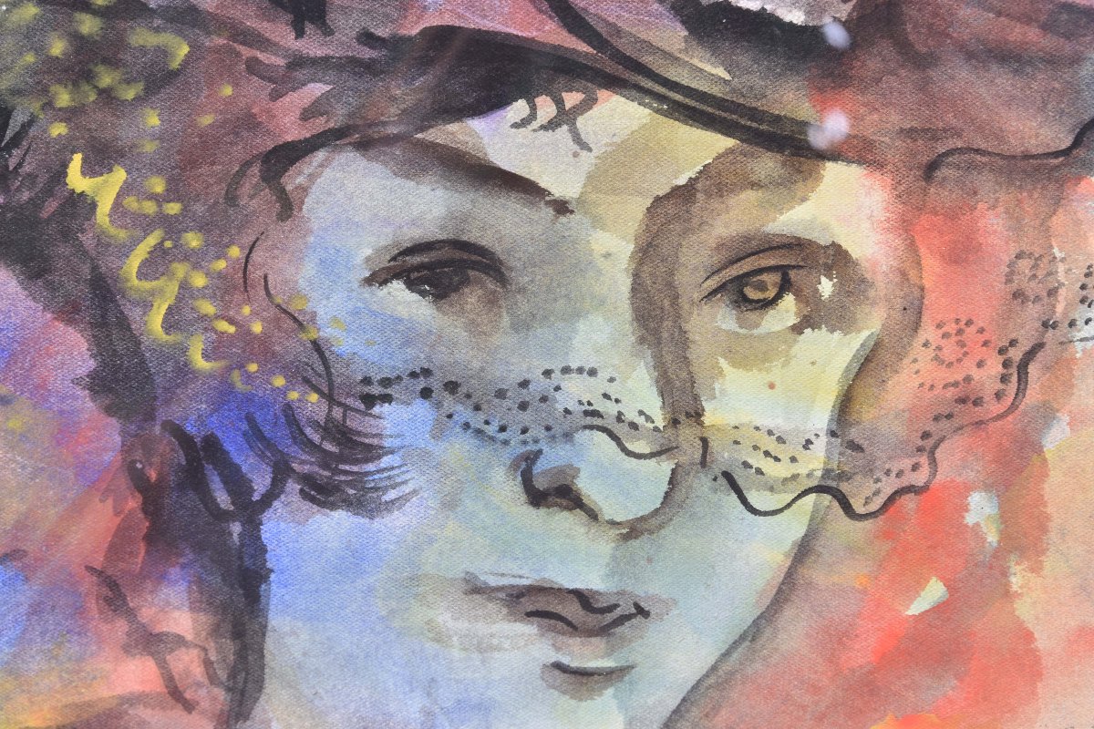 Issachar RYBACK "Femme à la voilette"  aquarelle 33x25-photo-2